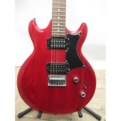 211 - Ibanez Gax30 6 string electric guitar, red finish body, with  stand