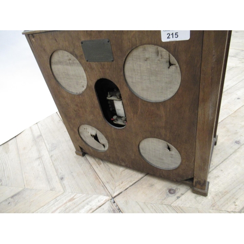 215 - Geo.Phone Inductor type speaker in Art Deco walnut case, an oak cabinet with mirror panel door (2)