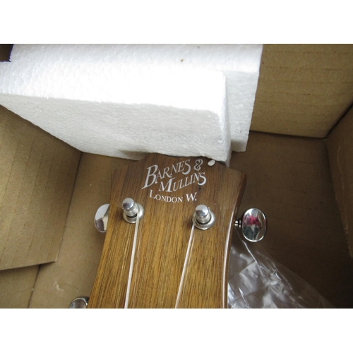 216 - Boxed as new Barnes & Mullins of London 4 string banjo