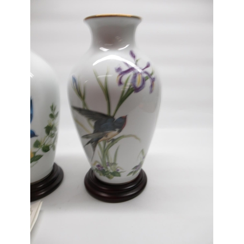 Franklin porcelain The Woodland Bird vase, The Bluebirds of