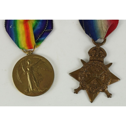 295 - WWI medal pair of Victory Medal and 1914 Mons Star to 3-1369 Pte GW Crabb Yorkshire Light Infantry, ... 