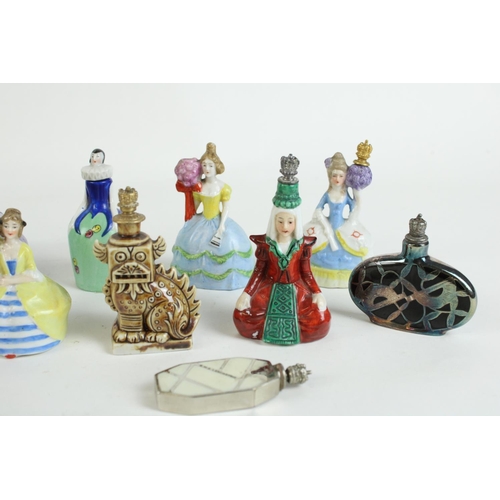 305 - Withdrawn - Collection of early C20th German porcelain figural scent bottles with crown stoppers, on... 