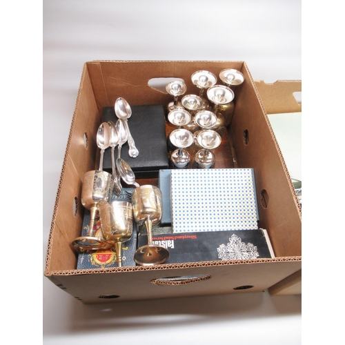 365 - Collection of silver plate, EPNS and Nickel plated cutlery and other items, with boxed cutlery sets ... 