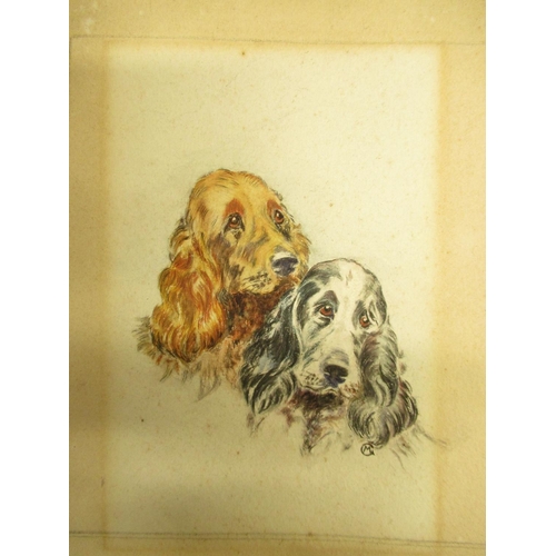 231 - English School (C20th); Head and neck studies of two Cocker Spaniels, watercolour, monogramed CM, 20... 