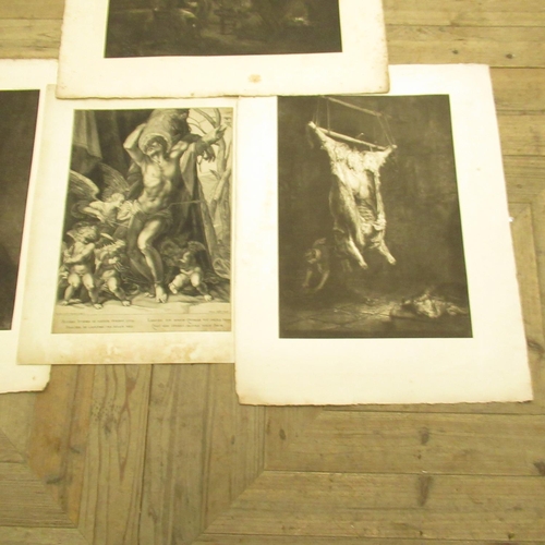 332 - Large collection of mostly C19th and later unframed monochrome prints incl. studies after Rembrandt,... 