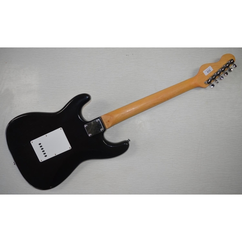 212 - Encore 6 string electric guitar, black and pearl finish with whammy bar, in carry case