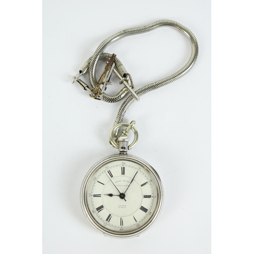 100 - E. Wise, Manchester, early C20th silver open faced  centre seconds chronograph keywound and set pock... 