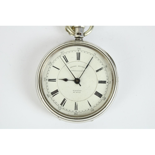 100 - E. Wise, Manchester, early C20th silver open faced  centre seconds chronograph keywound and set pock... 