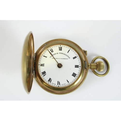 65 - Swiss Superior Timekeeper Hunter cased keyless wound and pin set pocket watch, gold plated case with... 