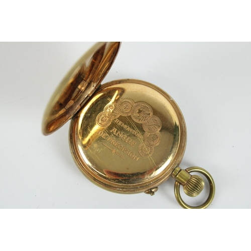 65 - Swiss Superior Timekeeper Hunter cased keyless wound and pin set pocket watch, gold plated case with... 