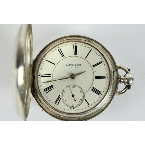 67 - H. Cauffman, Manchester, late Victorian silver Hunter cased keywound and set pocket watch, signed en... 