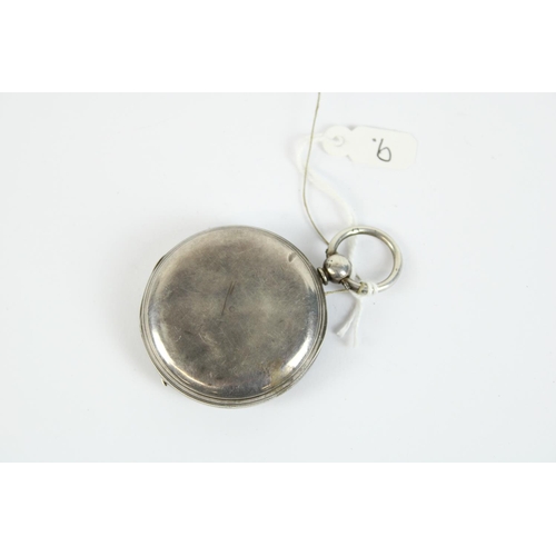 69 - Victorian silver Hunter cased pocket watch, with white key wound and set pocket watch, stepped two p... 