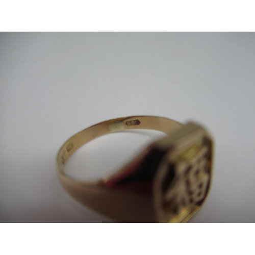 14ct yellow gold signet ring the face with Chinese character