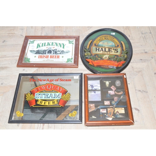 121 - Two late C20th framed pub advertising mirrors: 'Newquay Steam Beer and 'Kilkenny Irish Beer from Gui... 