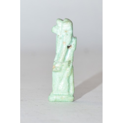 147 - Possible antiquity, cream glazed ceramic amulet, possibly of Egyptian deity, H3.6cm (A/F - split in ... 