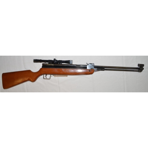 612 - Sterling HR81 .22 under lever air rifle with bolt action (sn1288) with Webley 4x20 scope. A/F, sprin... 