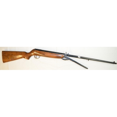 654 - Webley .22 under lever air rifle in full working order. Scope mounting holes have been drilled and t... 