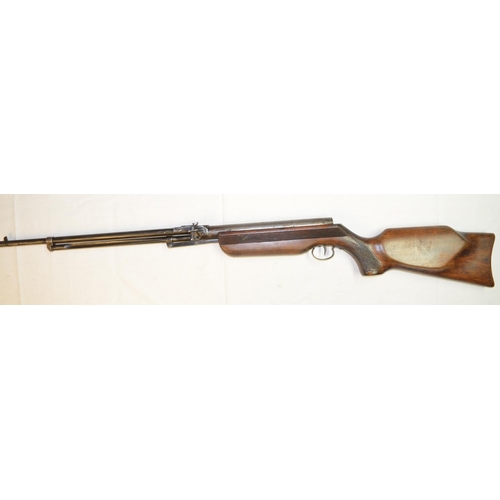 657 - Relum Tornado .22 under lever action air rifle in full working order, overall fair used condition. S... 