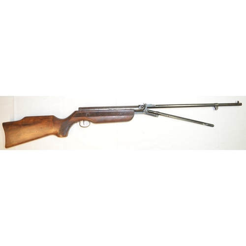 657 - Relum Tornado .22 under lever action air rifle in full working order, overall fair used condition. S... 