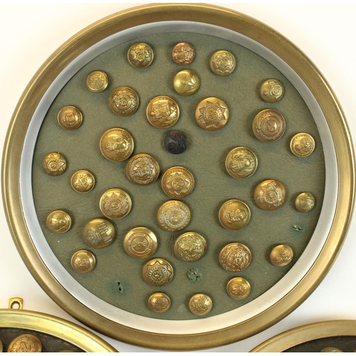 35 - Four oval framed and mounted displays of British military buttons, mostly WWI period, for various re... 