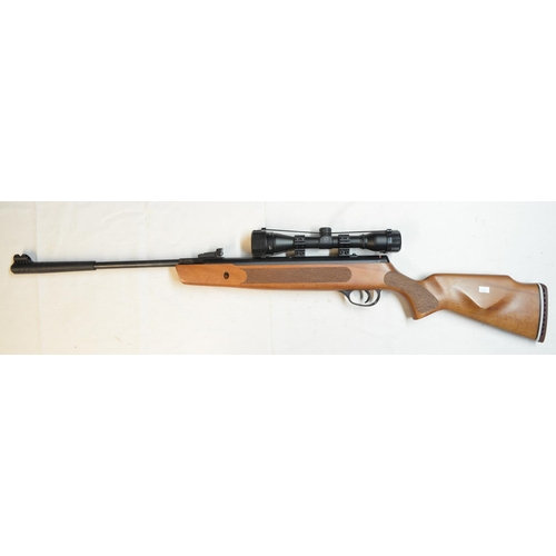 714 - A .25 cal (6.35mm) break barrel air rifle, no makers marks, SN 1111 05756 with Hawke Sport 4x32 scop... 