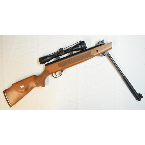 714 - A .25 cal (6.35mm) break barrel air rifle, no makers marks, SN 1111 05756 with Hawke Sport 4x32 scop... 