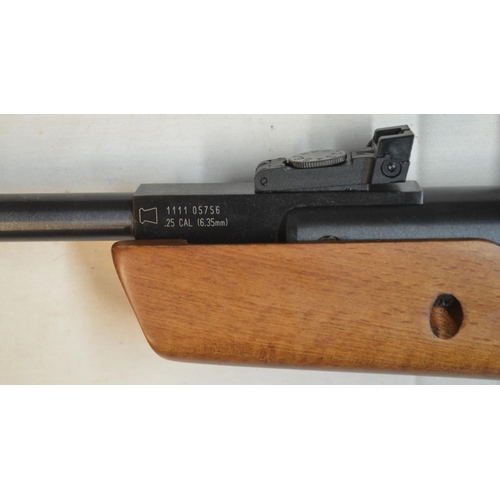 714 - A .25 cal (6.35mm) break barrel air rifle, no makers marks, SN 1111 05756 with Hawke Sport 4x32 scop... 