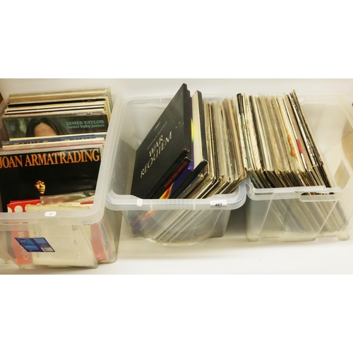 487 - Collection of 100+ 1970s vinyl LP records including Led Zeppelin, Neil Young, Cat Stevens, etc. (3 b... 