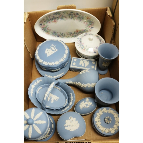 493 - Wedgwood ceramics, including Dancing Hours blue jasperware miniature teapot, other blue jasperware, ... 