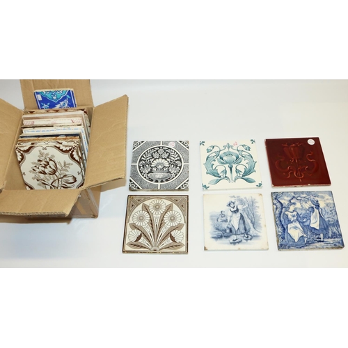 512 - Collection of eighteen late 19th/early 20th century fireplace tiles, incl. Minton and Wedgwood etc.