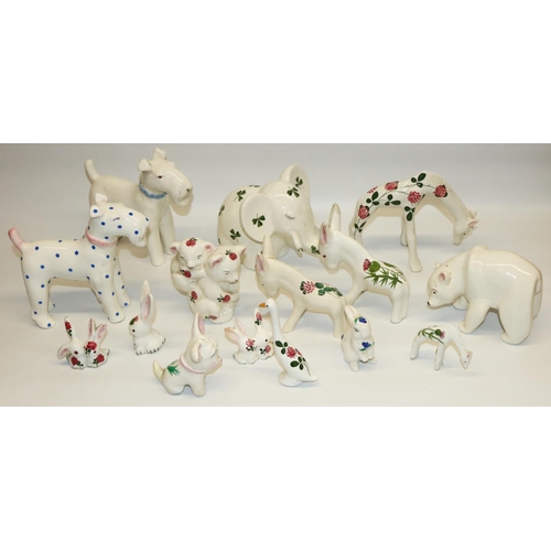 526 - Plichta Pottery ceramic animals including rabbits, giraffes, polka dot terrier, etc., printed marks ... 