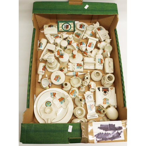 527 - Slough crested china including Goss, Shelley, A&S Arcadian, etc. (1 box)