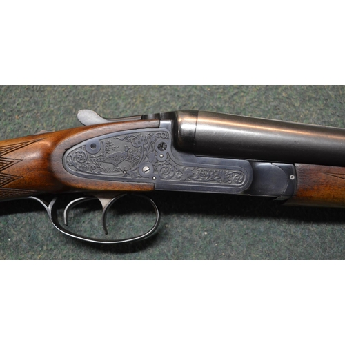 850 - BRNO 12B side by side double trigger ejector SN 101990686, ornate etching on side, barrel length 28 ... 