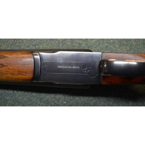 850 - BRNO 12B side by side double trigger ejector SN 101990686, ornate etching on side, barrel length 28 ... 