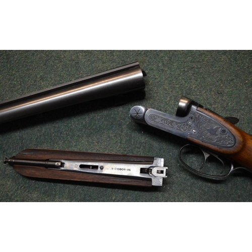 850 - BRNO 12B side by side double trigger ejector SN 101990686, ornate etching on side, barrel length 28 ... 