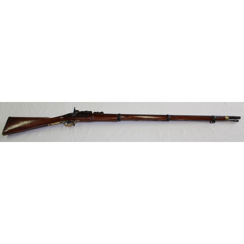 875 - WITHDRAWN C19th Schneider type rifle with ladder sight and ramrod,  total L142cm