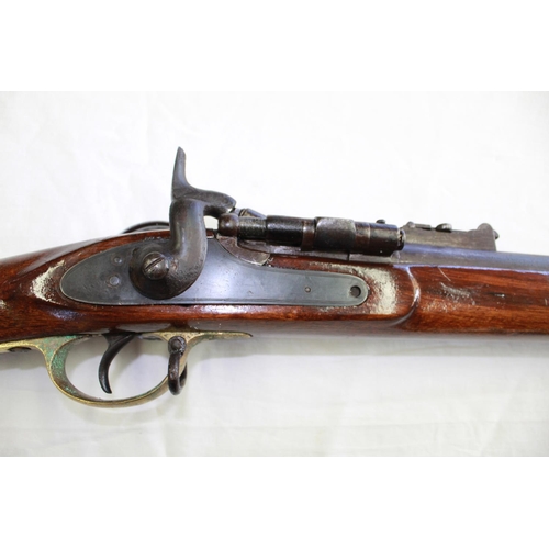 875 - WITHDRAWN C19th Schneider type rifle with ladder sight and ramrod,  total L142cm