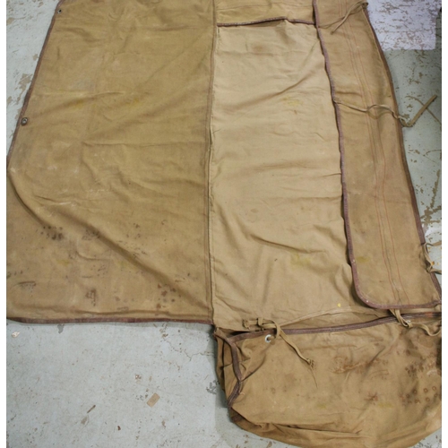 133 - Mid C20th large military canvas folding equipment bag, approx. 200cm x 80cm