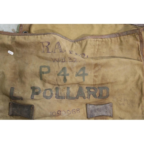 133 - Mid C20th large military canvas folding equipment bag, approx. 200cm x 80cm