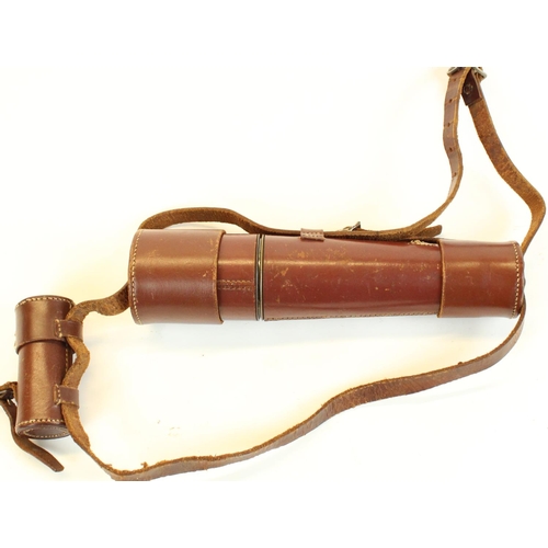 144 - Early to mid C20th Siebe Gorman brass divers torch with tan leather strap