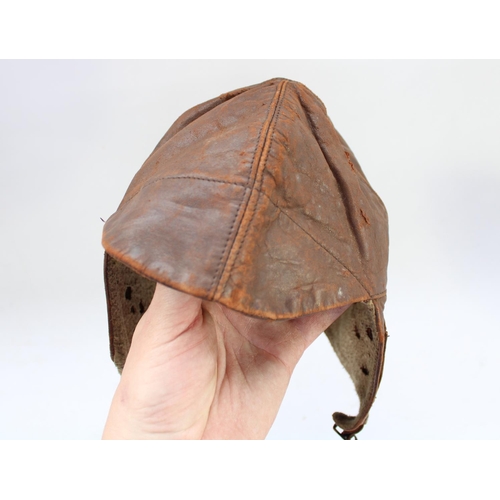 181 - WW2 period leather pilots aviation cap