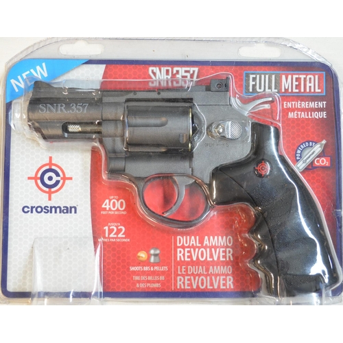 801 - Crossman SNR357 Full Metal Snub Nose dual ammunition BB and pellet .177 CO2 powered air pistol revol... 