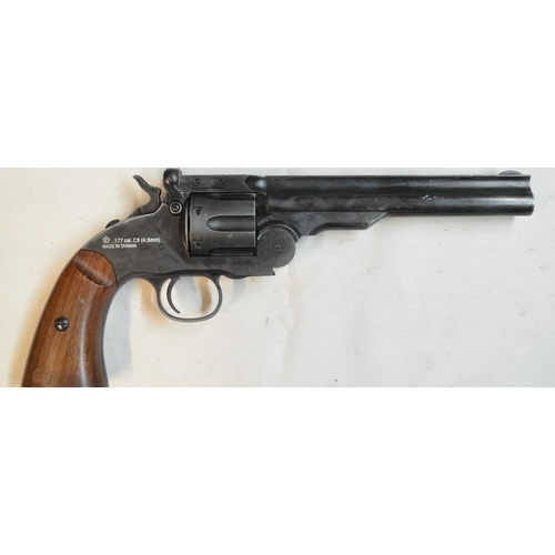 805 - ASG Schofield CO2 powered .177 mock shell revolver air pistol in working order, with factory applied... 