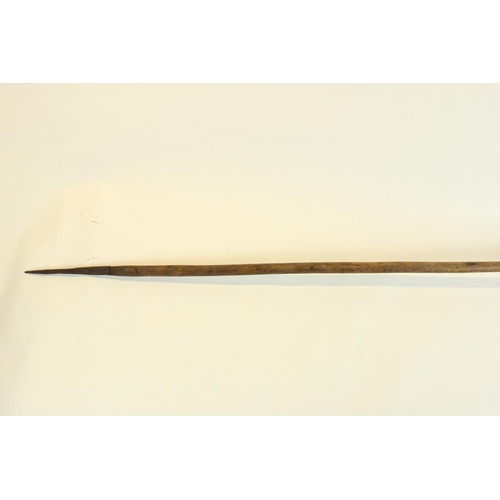 118 - African tribal Assegai spear with metal leaf shape head, total L163cm