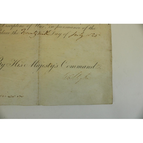 135 - King George IV military officers commission certificate on waxed paper, appointment for Gustavus Nic... 