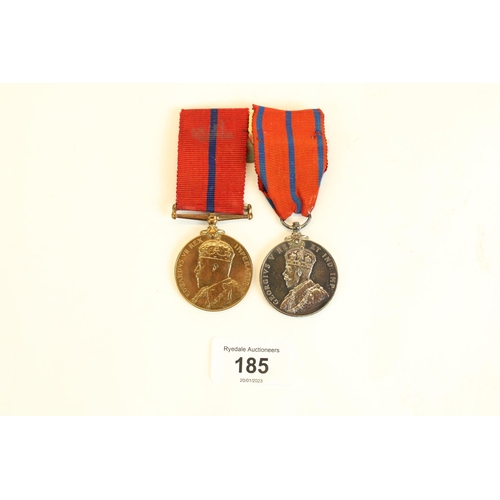 185 - Metropolitan police medal pair for the Coronation of King Edward VII 1902 and King George V 1911, aw... 