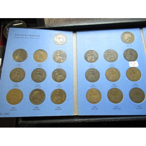 1213 - Four folders of GB pennies and half pennies collections, inc. 1902 to 1929, 1930 to 1966 (missing fi... 