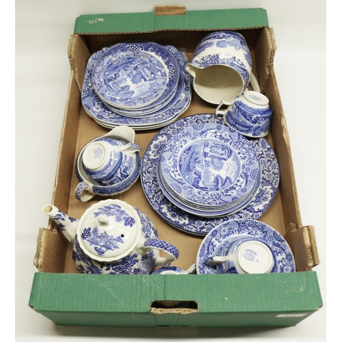 476 - Collection of Spode Blue Italian and other blue and white tea and dinner ware, (1 box)