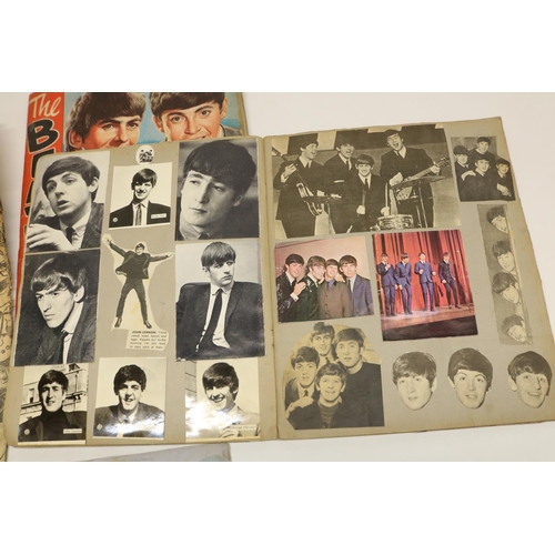 483 - Two Beatles scrapbooks, a Yorkshire Evening News newspaper cover 'Here Come The Beatles', Beatles 'W... 