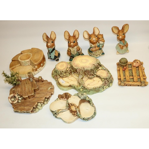 484 - Collection of Pendelfin rabbits and stands (2 boxes)